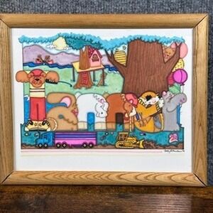 Vintage 90's Animals Nursery Decor 10x8 Nursery Kids Room Whimsical Animals